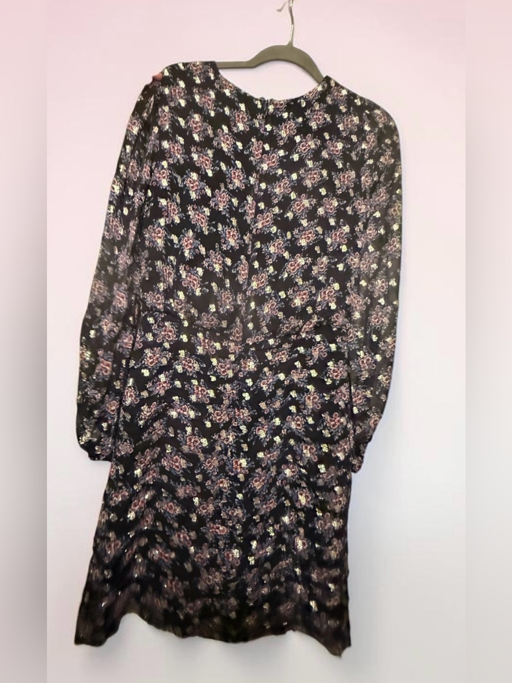 Shoshanna Navy Floral Long-Sleeve V-Neck Dress - Picture 4 of 8